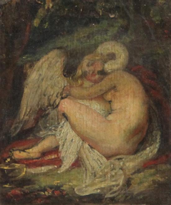 Circle of William Etty R.A. (1787-1849) Leda and the swan, 3.75 x 3in.